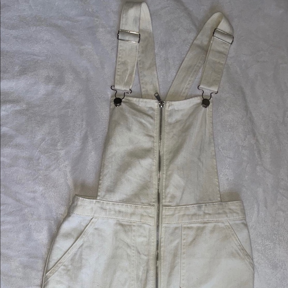 Overall white denim dress